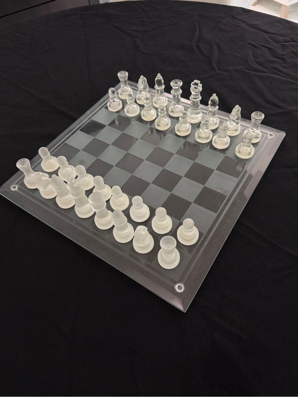Glass Chess Set - Clear and Frosted Pieces